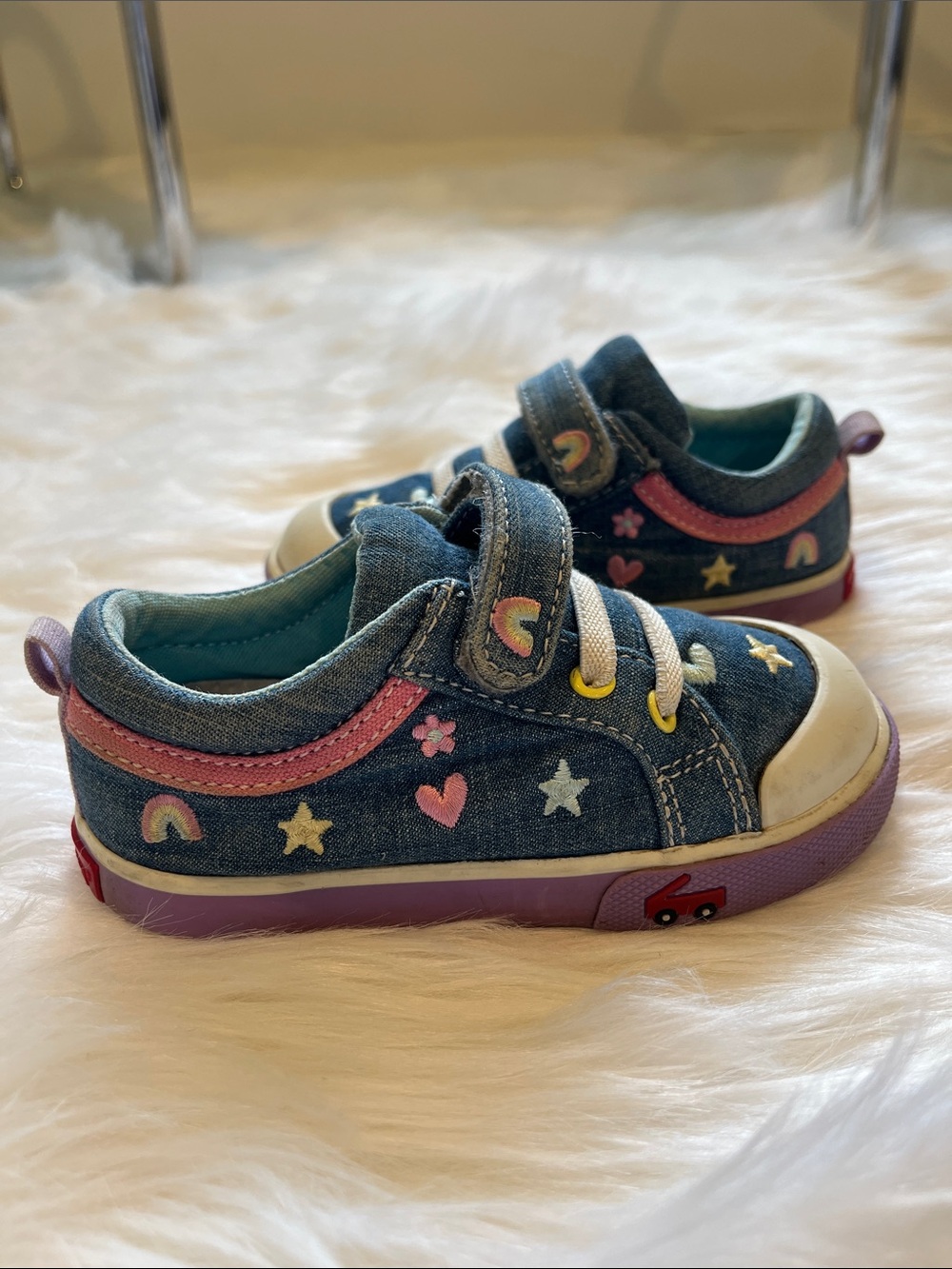 See Kai Run Kristin Happy Chambray Shoes - Rainbows and Hearts - Picture 2 of 10
